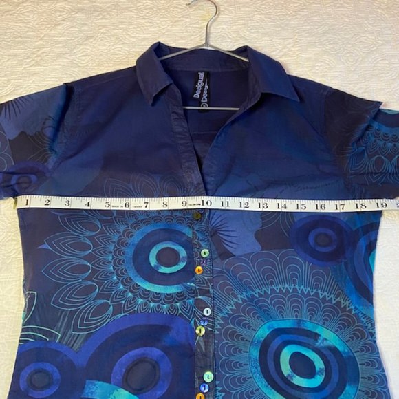 Desigual Blue Graphic Button Down Shirt - Picture 9 of 9